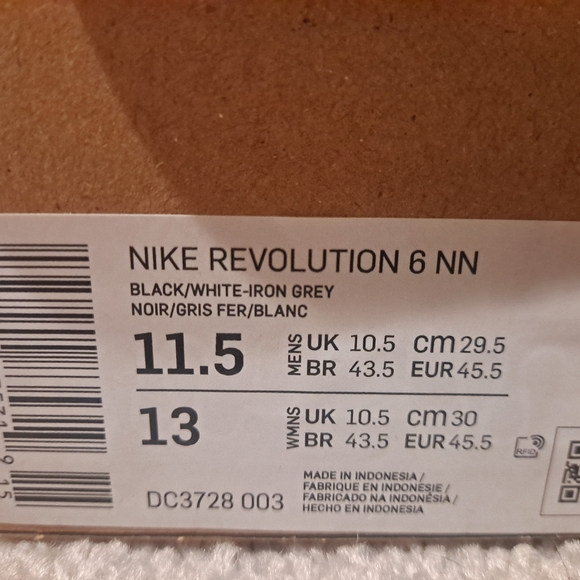 Nike Revolution 6 Next Nature Black White size 11.5 - Picture 9 of 10